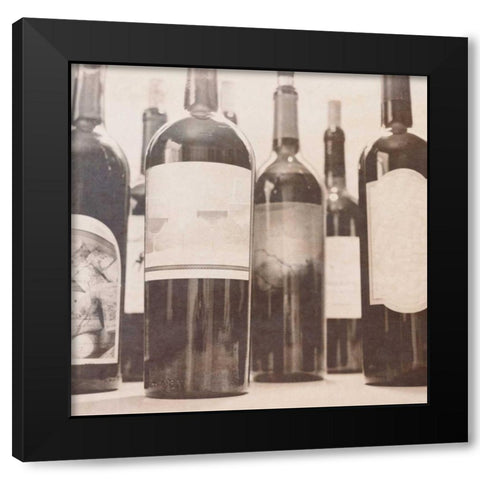 Wine Square I Black Modern Wood Framed Art Print with Double Matting by Peck, Gail