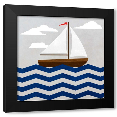 Chevron Sailing I Black Modern Wood Framed Art Print by SD Graphics Studio