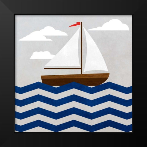 Chevron Sailing I Black Modern Wood Framed Art Print by SD Graphics Studio