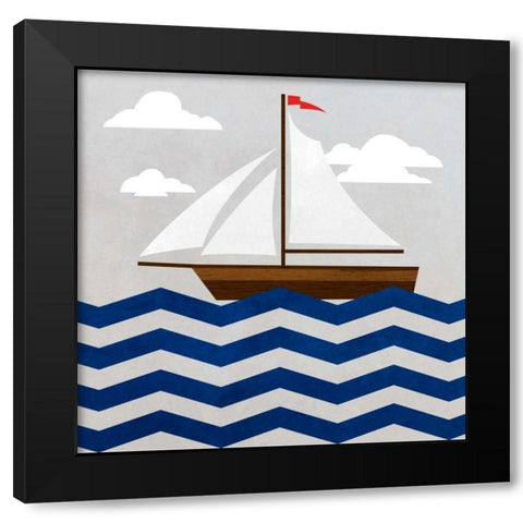 Chevron Sailing II Black Modern Wood Framed Art Print by SD Graphics Studio
