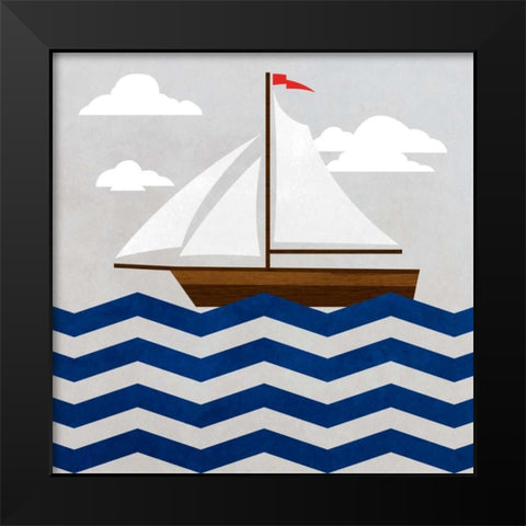 Chevron Sailing II Black Modern Wood Framed Art Print by SD Graphics Studio