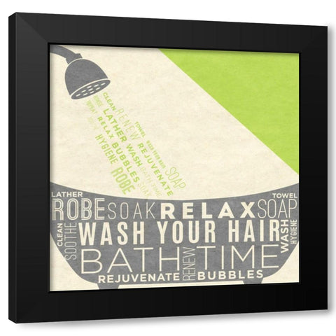 Lime Bath Time I Black Modern Wood Framed Art Print by SD Graphics Studio