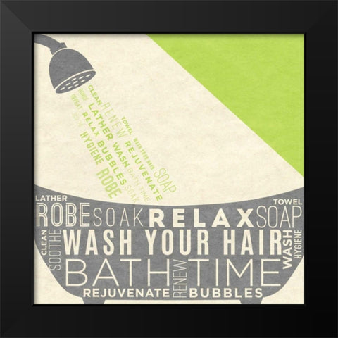 Lime Bath Time I Black Modern Wood Framed Art Print by SD Graphics Studio