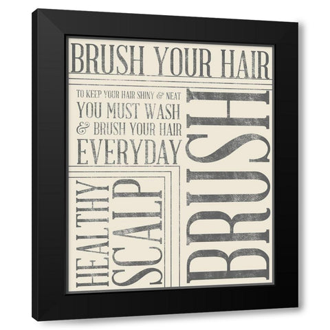 Bath Reminders in Gray I Black Modern Wood Framed Art Print by SD Graphics Studio