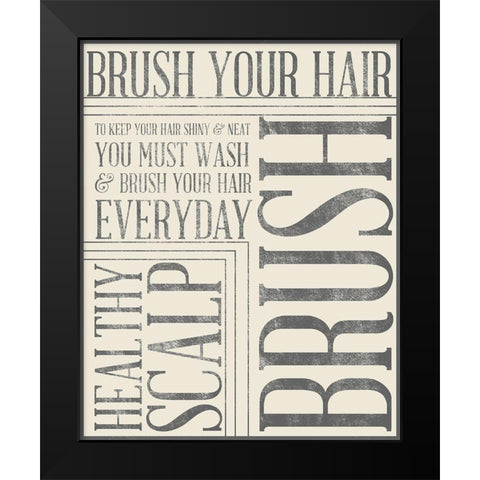 Bath Reminders in Gray I Black Modern Wood Framed Art Print by SD Graphics Studio