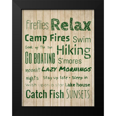 Fireflies Black Modern Wood Framed Art Print by Acosta