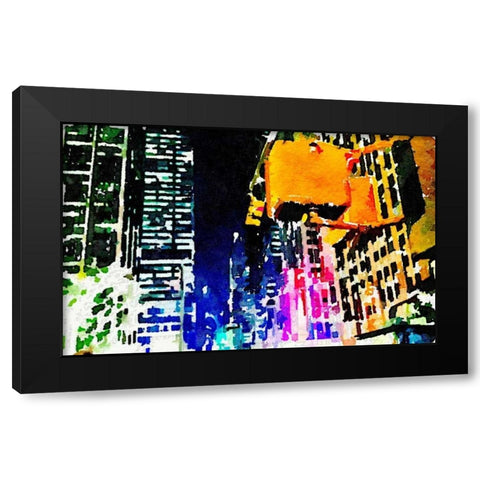 City Lights Black Modern Wood Framed Art Print with Double Matting by Acosta