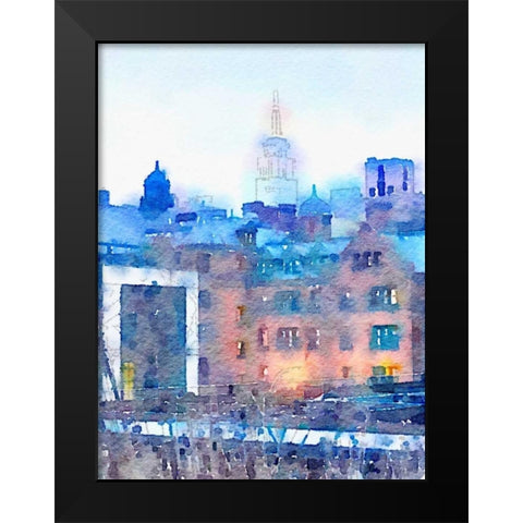 Watercolor New York Black Modern Wood Framed Art Print by Acosta