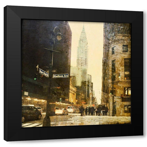 New York Streets Black Modern Wood Framed Art Print by Acosta