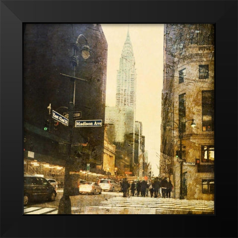 New York Streets Black Modern Wood Framed Art Print by Acosta