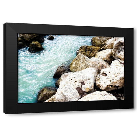 Blue By The Rocks Black Modern Wood Framed Art Print by Acosta