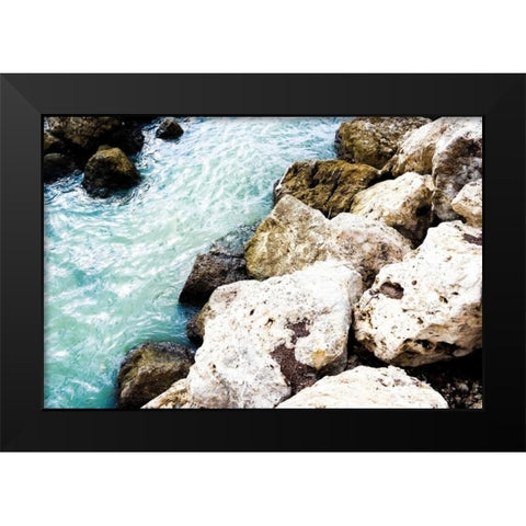 Blue By The Rocks Black Modern Wood Framed Art Print by Acosta