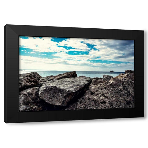 Spanish Coast I Black Modern Wood Framed Art Print with Double Matting by Acosta