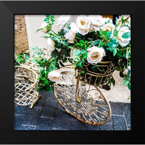 Flower Bike Square Black Modern Wood Framed Art Print by Acosta