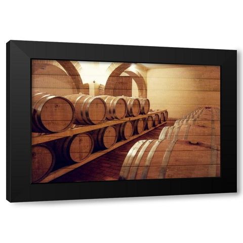 Wine Barrels Black Modern Wood Framed Art Print with Double Matting by Acosta