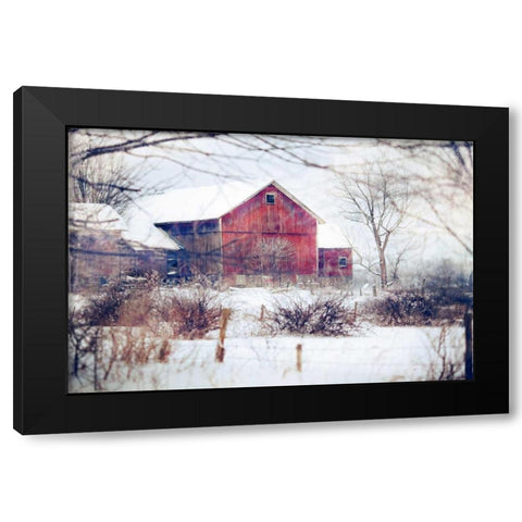 Winter Barn Black Modern Wood Framed Art Print with Double Matting by Poynter, Kelly