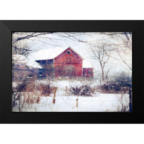 Winter Barn Black Modern Wood Framed Art Print by Poynter, Kelly