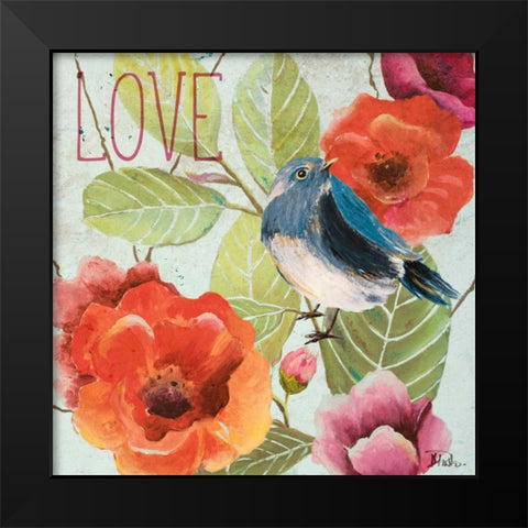Beautiful Bird II  (Love) Black Modern Wood Framed Art Print by Pinto, Patricia