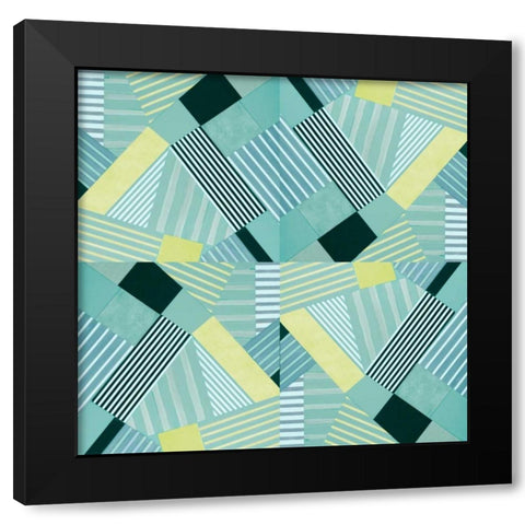 Geo Stripes in Pale Teal Black Modern Wood Framed Art Print by Loreth, Lanie