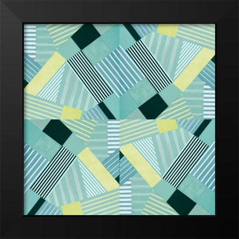 Geo Stripes in Pale Teal Black Modern Wood Framed Art Print by Loreth, Lanie