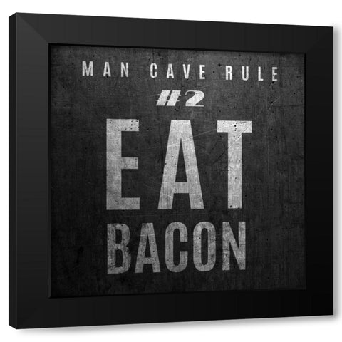 Man Cave Rules I Black Modern Wood Framed Art Print with Double Matting by Studio, Sd Graphics