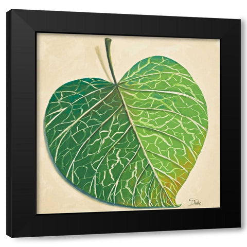 Veins of Green Leaf on Cream I Black Modern Wood Framed Art Print by Pinto, Patricia