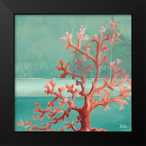 Teal Coral Reef I Black Modern Wood Framed Art Print by Pinto, Patricia