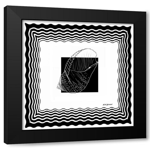 Bath Shells Square III Black Modern Wood Framed Art Print by Biscardi, Nicholas