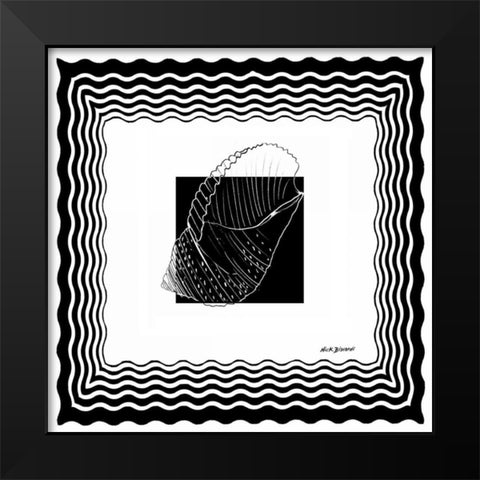 Bath Shells Square III Black Modern Wood Framed Art Print by Biscardi, Nicholas