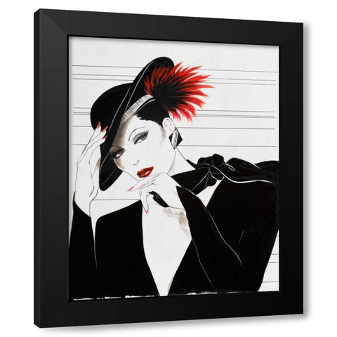 Fashion Women V Black Modern Wood Framed Art Print by Baliko, Linda
