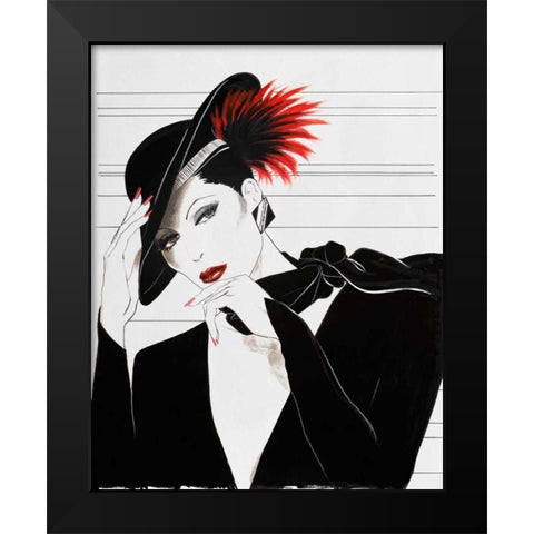 Fashion Women V Black Modern Wood Framed Art Print by Baliko, Linda