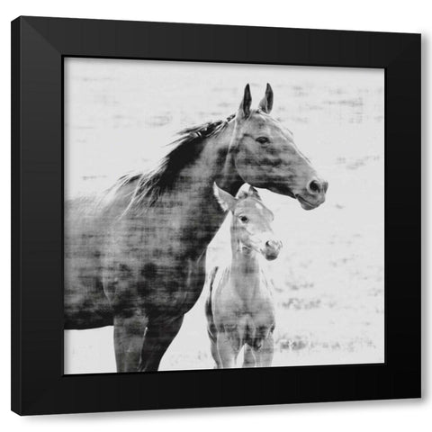 Mother and Child Border Black Modern Wood Framed Art Print by Walker, Carol