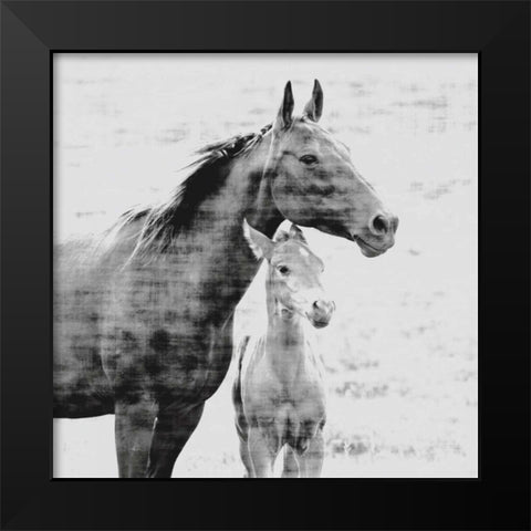 Mother and Child Border Black Modern Wood Framed Art Print by Walker, Carol