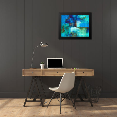 Mystic Bleu Black Modern Wood Framed Art Print by Loreth, Lanie