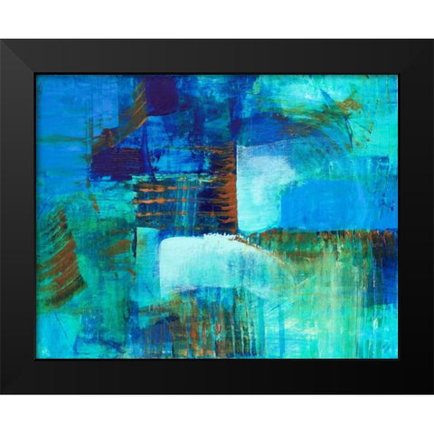 Mystic Bleu Black Modern Wood Framed Art Print by Loreth, Lanie