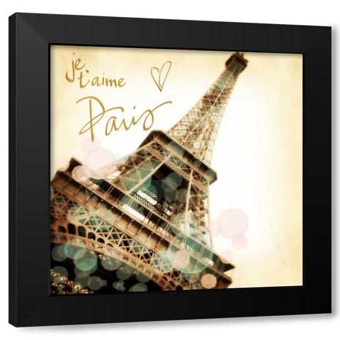 Paris je T aime Border Black Modern Wood Framed Art Print with Double Matting by Navas, Emily