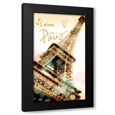 Je, taime Paris Black Modern Wood Framed Art Print by Navas, Emily