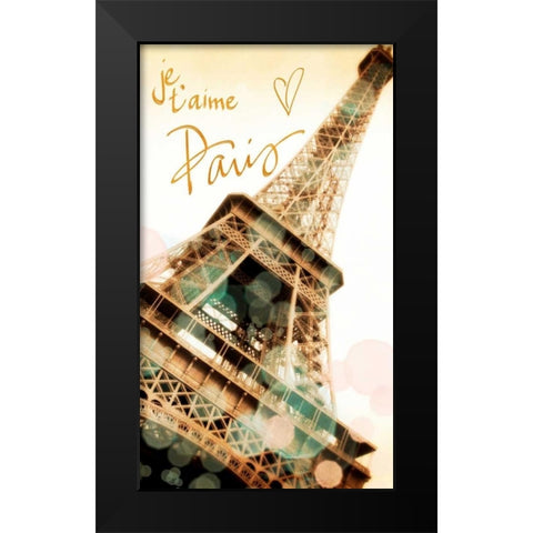 Je, taime Paris Black Modern Wood Framed Art Print by Navas, Emily