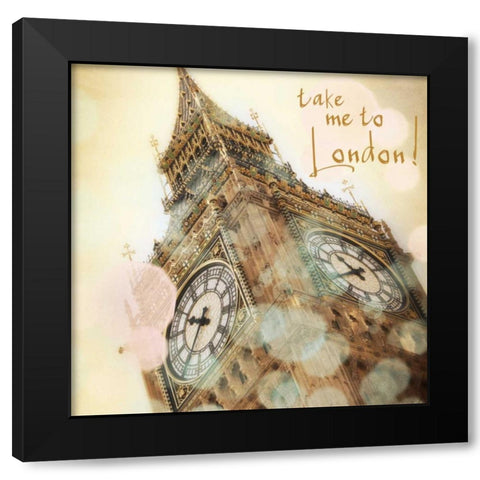 Take Me To London Border Black Modern Wood Framed Art Print by Navas, Emily