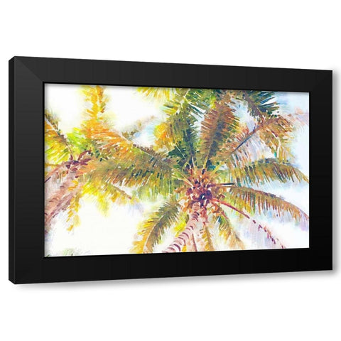 Sideway Watercolor Palms I Black Modern Wood Framed Art Print with Double Matting by Navas, Emily
