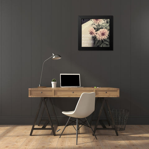 Positive Life Black Modern Wood Framed Art Print by Navas, Emily
