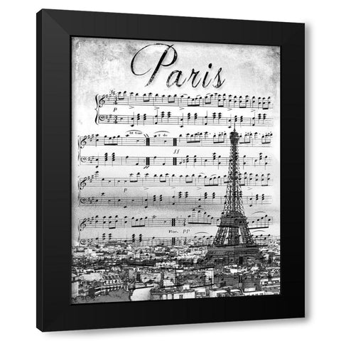 Musical Paris Black Modern Wood Framed Art Print with Double Matting by Navas, Emily