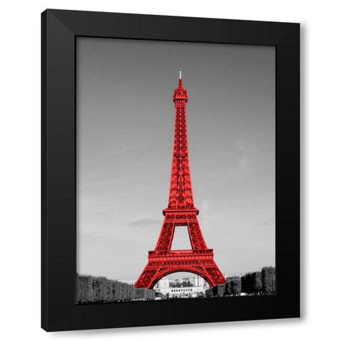 Paris in the Day in Red Border Black Modern Wood Framed Art Print by Navas, Emily