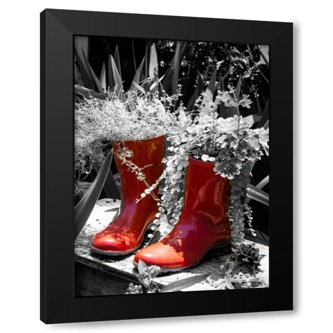 Rain Boots Border Black Modern Wood Framed Art Print with Double Matting by Navas, Emily