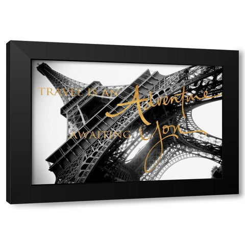 Travel is an Adventure Black Modern Wood Framed Art Print by Navas, Emily