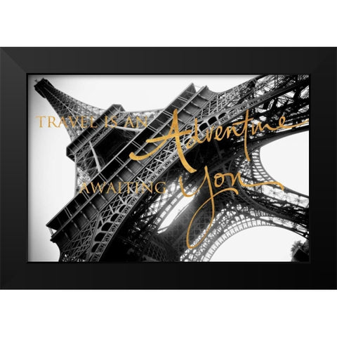 Travel is an Adventure Black Modern Wood Framed Art Print by Navas, Emily