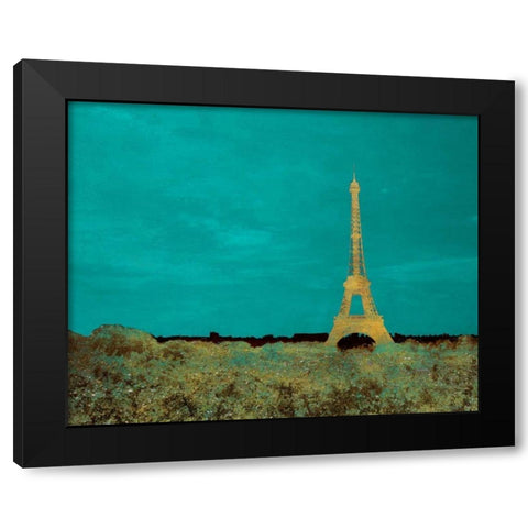 Teal Paris Black Modern Wood Framed Art Print by Navas, Emily