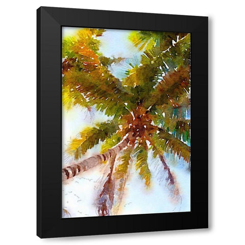 Watercolor Palms II Black Modern Wood Framed Art Print with Double Matting by Navas, Emily