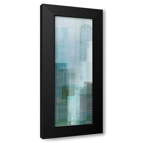 City Emerald Panel II Black Modern Wood Framed Art Print by Meneely, Dan