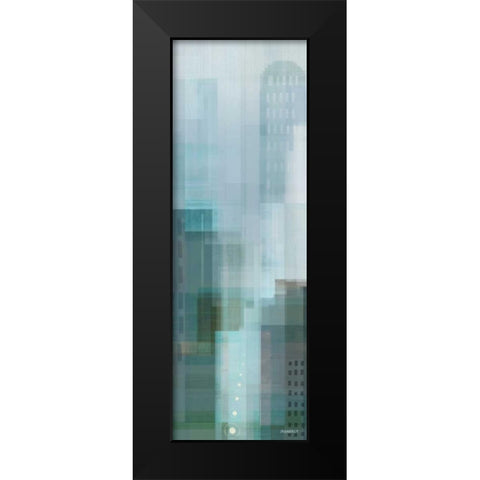 City Emerald Panel II Black Modern Wood Framed Art Print by Meneely, Dan